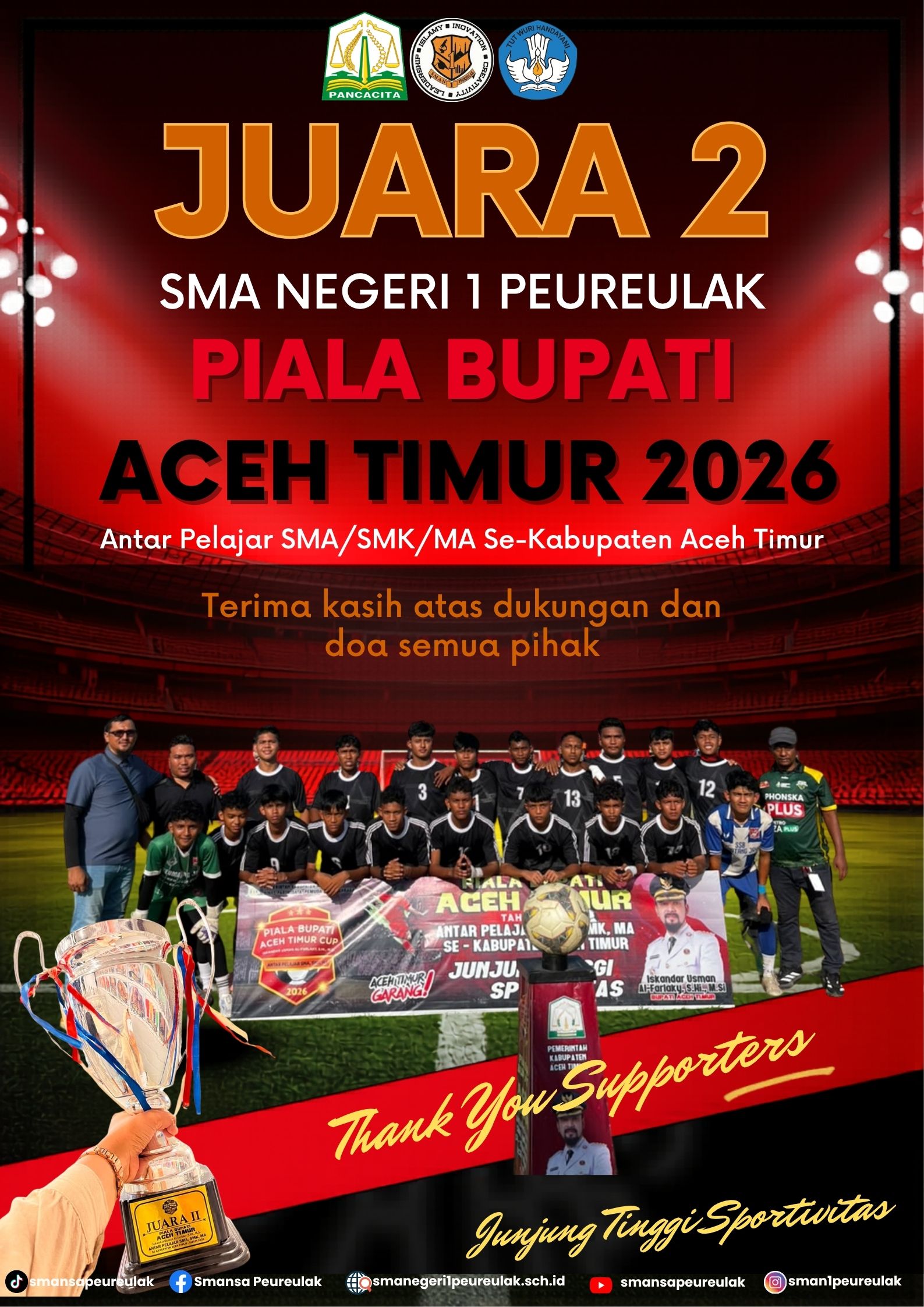 SMA Negeri 1 Peureulak Raih Juara II Piala Bupati Aceh Timur 2026